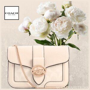NWT COACH Georgie Crossbody Chalk Signature C Canvas & Leather Gold Details